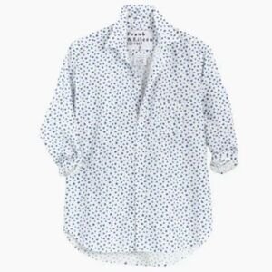 Frank & Eileen McKenzie Women’s White Shirt with Blue OS $308 button down